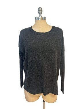 VINCE Cashmere Relaxed Crew Neck Long Sleeve Sweater Gray  Small